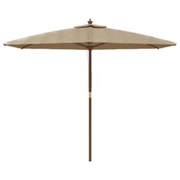 Berkfield Home Garden Parasol with Wooden Pole Taupe 299x240 cm - thumbnail 3