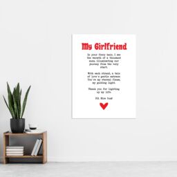 "Artery8 Love Poem Ginger Girlfriend Romantic Funny Wall Art Print in White - Size: W12"" x H16""" - thumbnail 4