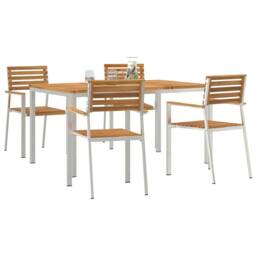 Berkfield Home Modern 5 Piece Garden Dining Set Solid Wood Acacia in Brown - thumbnail 1