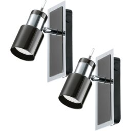 Loops 2 PACK Wall Spot Light Colour Back Plate & Shade Nickel Black GU10 5W Included in Metallics - thumbnail 1