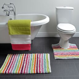 Allure Bath Fashions Chunky Bobble Striped Two Piece Bath Mat Set - thumbnail 2