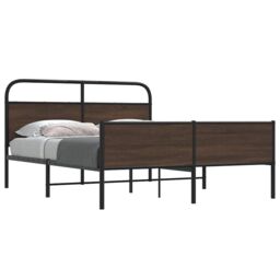 Berkfield Home Metal Bed Frame without Mattress Brown Oak 160x200 cm