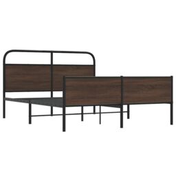 Berkfield Home Metal Bed Frame without Mattress Brown Oak 160x200 cm - thumbnail 3