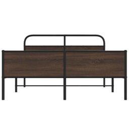 Berkfield Home Metal Bed Frame without Mattress Brown Oak 160x200 cm - thumbnail 5