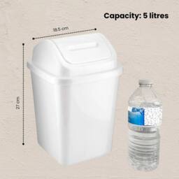 Kelvenix White 5L Bathroom Bin Swing Top Dust Bin - Size: 0.6m2 - thumbnail 4