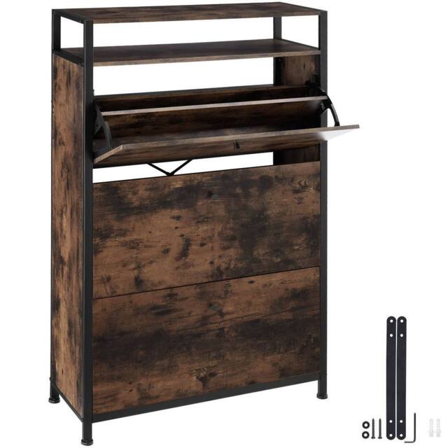 tectake Shoe Rack Buffalo 81 Cm - Industrial Wood Dark, Rustic in Dark Brown - image 1