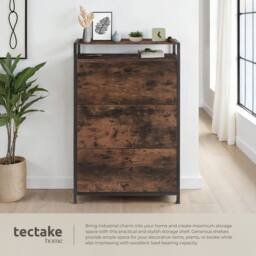 tectake Shoe Rack Buffalo 81 Cm - Industrial Wood Dark, Rustic in Dark Brown - thumbnail 4