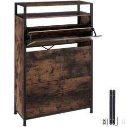 tectake Shoe Rack Buffalo 81 Cm - Industrial Wood Dark, Rustic in Dark Brown - thumbnail 1