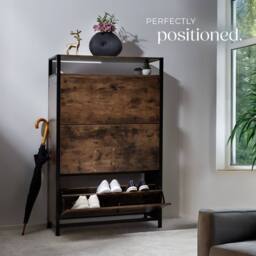 tectake Shoe Rack Buffalo 81 Cm - Industrial Wood Dark, Rustic in Dark Brown - thumbnail 8