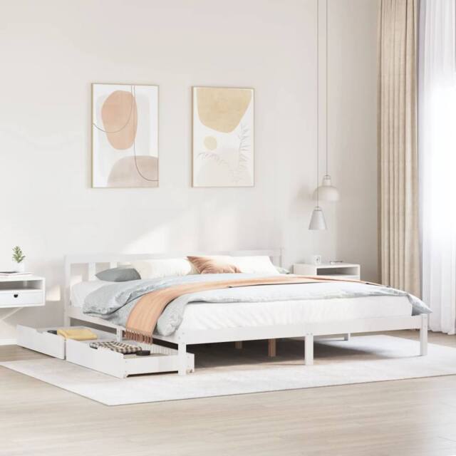 Berkfield Home Bed Frame without Mattress White 180x200 cm Super King Solid Wood Pine - image 1