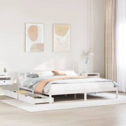 Berkfield Home Bed Frame without Mattress White 180x200 cm Super King Solid Wood Pine - thumbnail 1