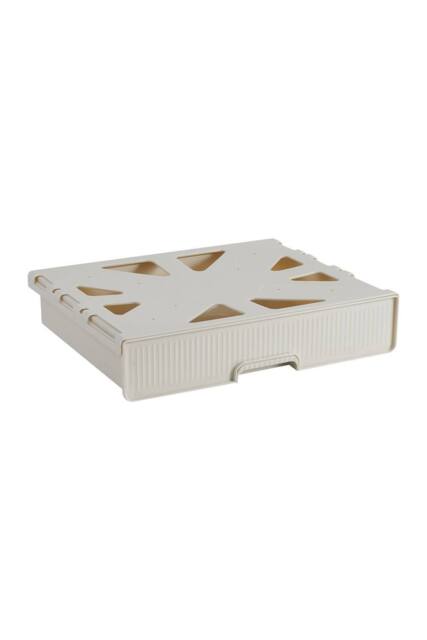 Living and Home Under Desk Hidden Drawer Storage Organiser Pull-out Storage Box in Off-White - image 1