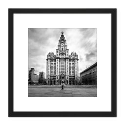 Artery8 Taddeo Royal Liver Building Liverpool Photo 8X8 Inch Square Wooden Framed Wall Art Print Picture with Mount in Black - thumbnail 1
