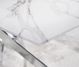 FurnitureboxUK Leonardo White Glass Marble Effect Silver Leg Table & 4 Pesaro Silver Chairs in Green - thumbnail 3