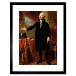 "Artery8 Wall Art Print Painting Portrait Stuart US President George Washington Artwork Framed 9X7 Inch in Black - Size: W7"" x H9""" - thumbnail 1