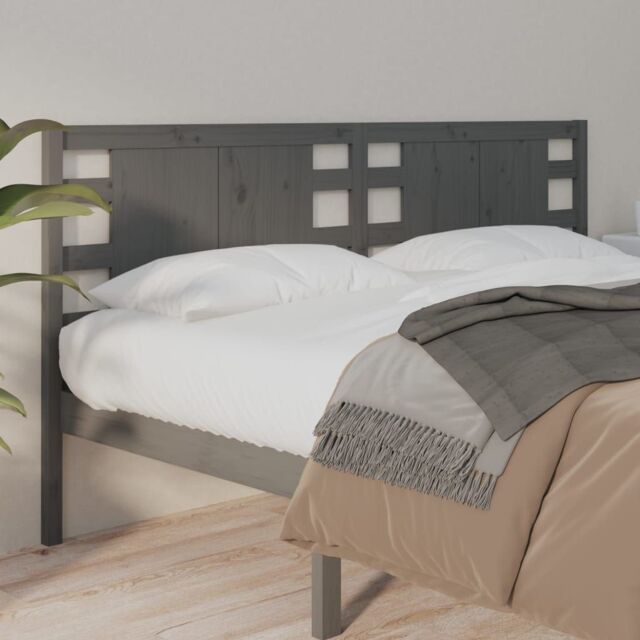 Berkfield Home Headboard Grey 146x4x100 cm Solid Wood Pine - Size: 146 x 4 x 100 cm - image 1