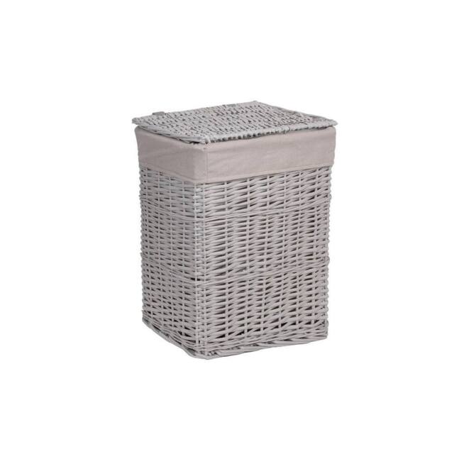 FLAVORA Small-Grey Painted Rectangle Wicker Laundry Basket in Grey - Size: 500mm - image 1