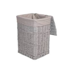 FLAVORA Small-Grey Painted Rectangle Wicker Laundry Basket in Grey - Size: 500mm - thumbnail 2