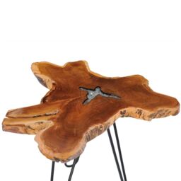 Berkfield Home Coffee Table 70x45 cm Solid Teak Wood & Polyresin - thumbnail 3