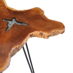 Berkfield Home Coffee Table 70x45 cm Solid Teak Wood & Polyresin - thumbnail 4