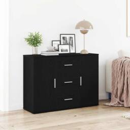 Berkfield Home Sideboard Black Oak 91x29.5x65 cm Engineered Wood - thumbnail 2