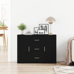 Berkfield Home Sideboard Black Oak 91x29.5x65 cm Engineered Wood - thumbnail 3