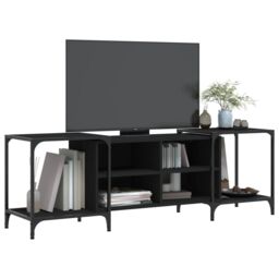 Berkfield Home TV Cabinet Black 153x37x50 cm Engineered Wood - Size: 153 x 37 x 50 cm - thumbnail 3