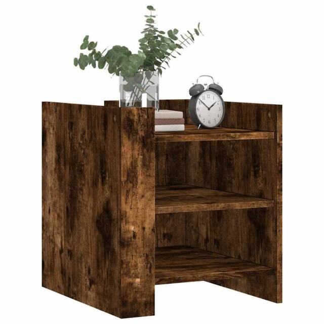 Berkfield Home Decorative Bedside Cabinet Smoked Oak 45x50x50 cm Engineered Wood in Brown - Size: 45 x 50 x 50 cm - image 1