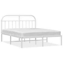 Berkfield Home Metal Bed Frame with Headboard White 140x190 cm - thumbnail 1