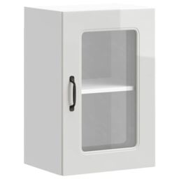 Berkfield Home Kitchen Wall Cabinet with Glass Door Kalmar High Gloss White Engineered Wood - thumbnail 2