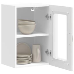 Berkfield Home Kitchen Wall Cabinet with Glass Door Kalmar High Gloss White Engineered Wood - thumbnail 5