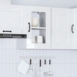 Berkfield Home Kitchen Wall Cabinet with Glass Door Kalmar High Gloss White Engineered Wood - thumbnail 4
