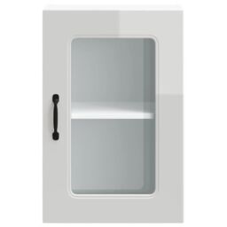 Berkfield Home Kitchen Wall Cabinet with Glass Door Kalmar High Gloss White Engineered Wood - thumbnail 6