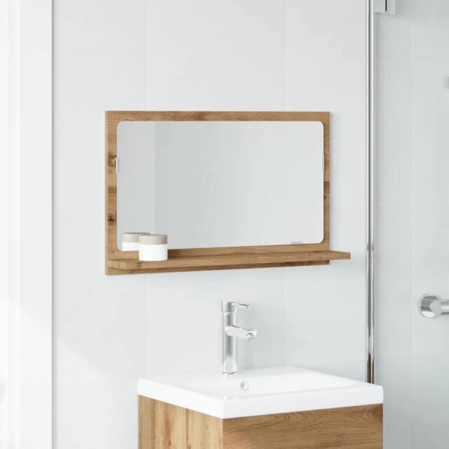 Berkfield Home Durable Bathroom Mirror Cabinet Artisan Oak 60x11x37 cm Engineere in Brown - Size: 60 x 11 x 37 cm - image 1