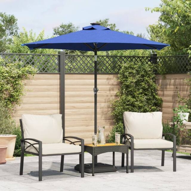 Berkfield Home Garden Parasol with Steel Pole Azure Blue 225x225x212 cm - Size: 225 x 225 x 212 cm - image 1