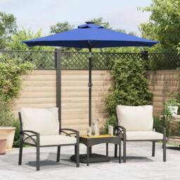 Berkfield Home Garden Parasol with Steel Pole Azure Blue 225x225x212 cm - Size: 225 x 225 x 212 cm - thumbnail 1