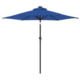 Berkfield Home Garden Parasol with Steel Pole Azure Blue 225x225x212 cm - Size: 225 x 225 x 212 cm - thumbnail 4