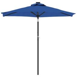 Berkfield Home Garden Parasol with Steel Pole Azure Blue 225x225x212 cm - Size: 225 x 225 x 212 cm - thumbnail 3