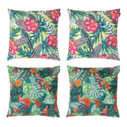 icon Indoor & Outdoor Tropical Print Waterproof Cushion, Parrot & Flower (4-Pack) - Size: 43 cm x 43 cm - thumbnail 1