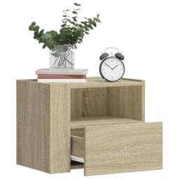 Berkfield Home Wall-mounted Bedside Cabinet Sonoma Oak 45x30x35 cm in Tan - Size: 45 x 30 x 35 cm - thumbnail 3