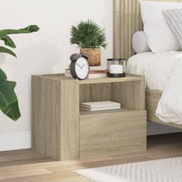 Berkfield Home Wall-mounted Bedside Cabinet Sonoma Oak 45x30x35 cm in Tan - Size: 45 x 30 x 35 cm - thumbnail 2