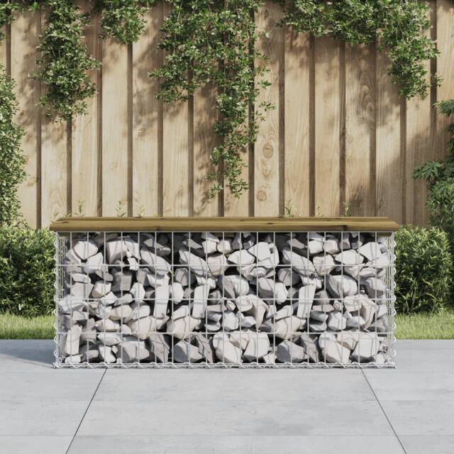 Berkfield Home Garden Bench Gabion Design 103x31.5x42 cm Impregnated Wood Pine in Brown