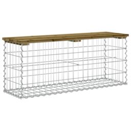 Berkfield Home Garden Bench Gabion Design 103x31.5x42 cm Impregnated Wood Pine in Brown - thumbnail 5