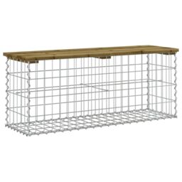Berkfield Home Garden Bench Gabion Design 103x31.5x42 cm Impregnated Wood Pine in Brown - thumbnail 2