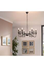 Living and Home Vintage Style Candle Pendant Light in Black - thumbnail 3