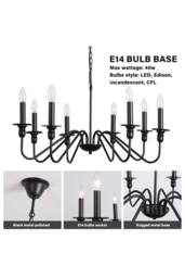 Living and Home Vintage Style Candle Pendant Light in Black - thumbnail 4