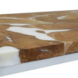 Berkfield Home Decorative Coffee Table Teak Resin 110x60x40 cm White & Brown - Size: 110 x 60 x 40 cm - thumbnail 8