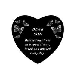 David Fischhoff Black Graveside Memorial Butterfly Heart Ornament Plaque - Son - thumbnail 1
