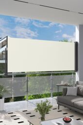 Garden Sanctuary 3m W Beige Outdoor Retractable Side Awning Balcony Sunshade Blind - Size: Small - thumbnail 2