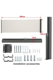 Garden Sanctuary 3m W Beige Outdoor Retractable Side Awning Balcony Sunshade Blind - Size: Small - thumbnail 6